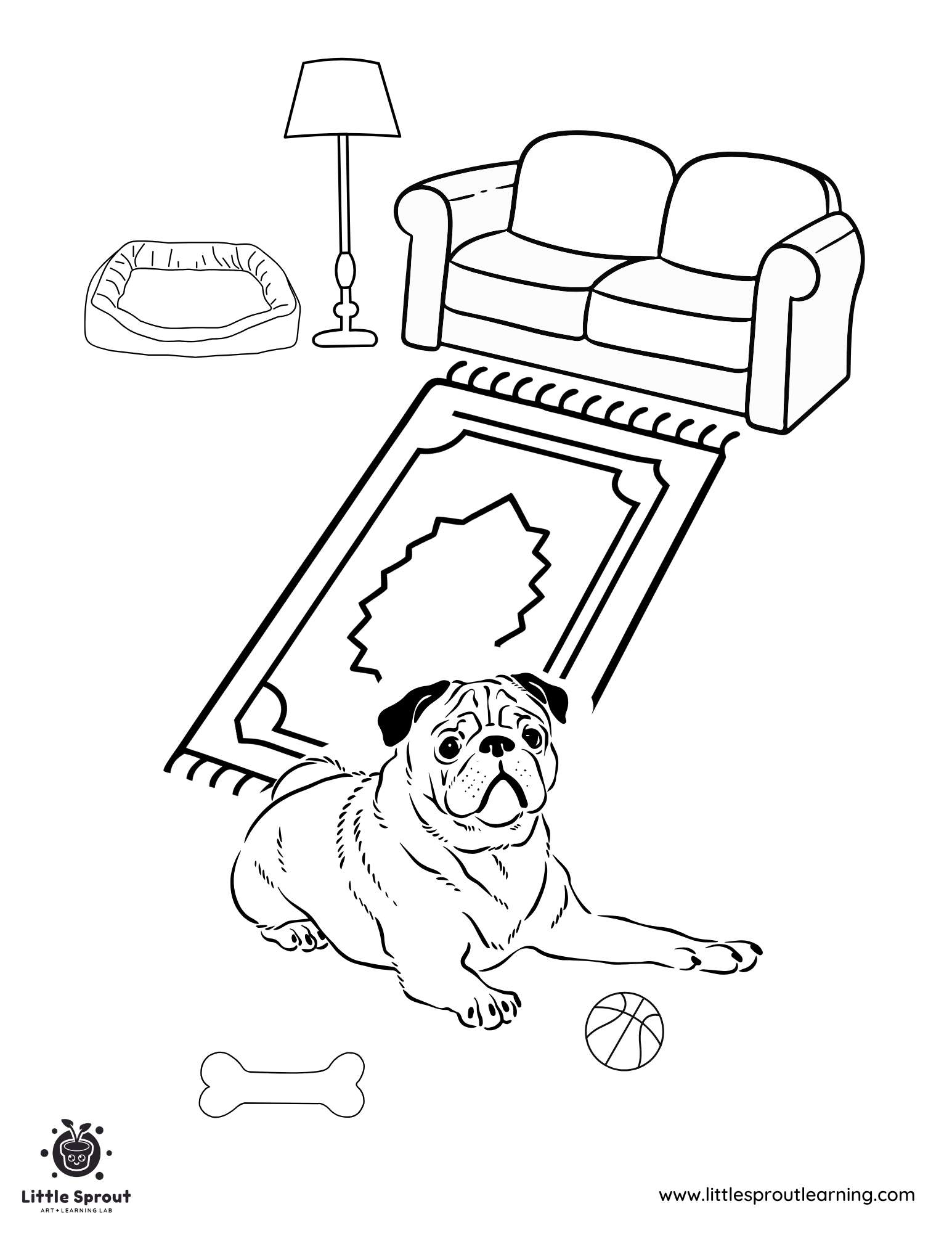 Printable Pug Coloring Pages