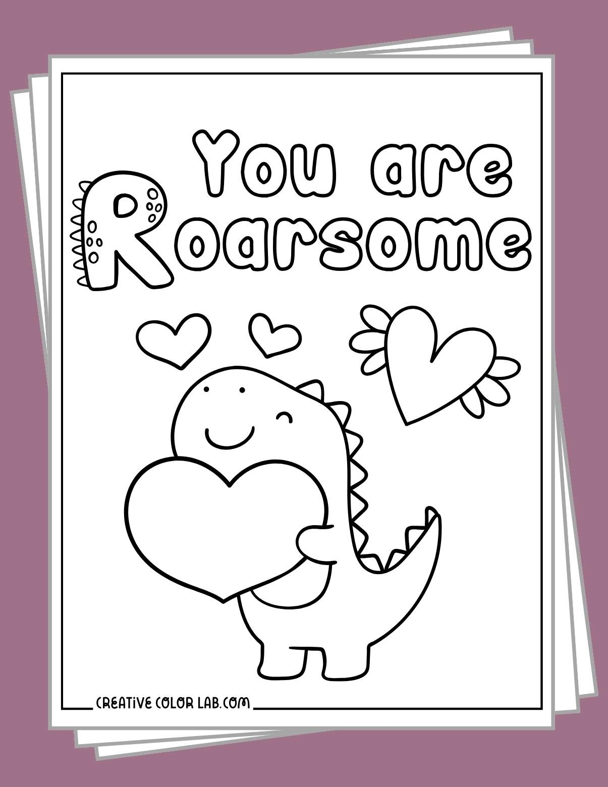 15 Printable Dinosaur Valentine Coloring Pages Free PDFs