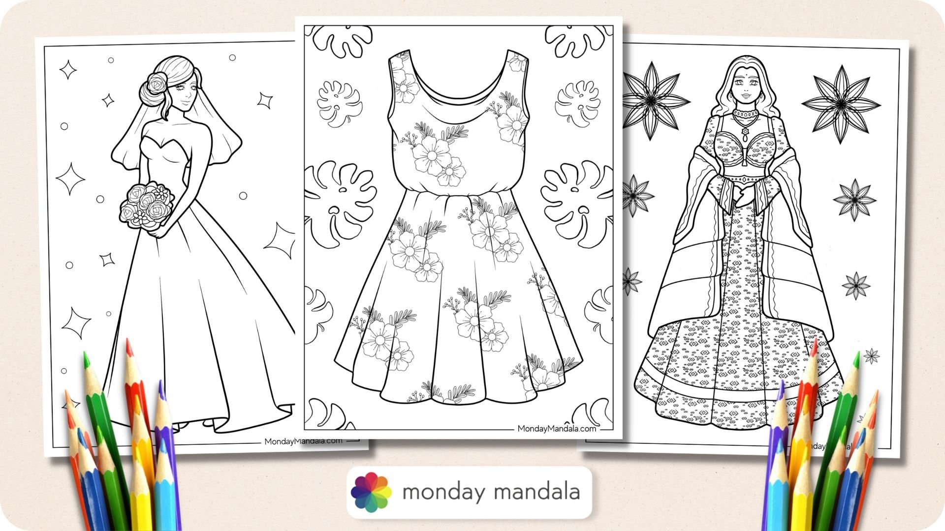 20 Dress Coloring Pages Free PDF Printables 
