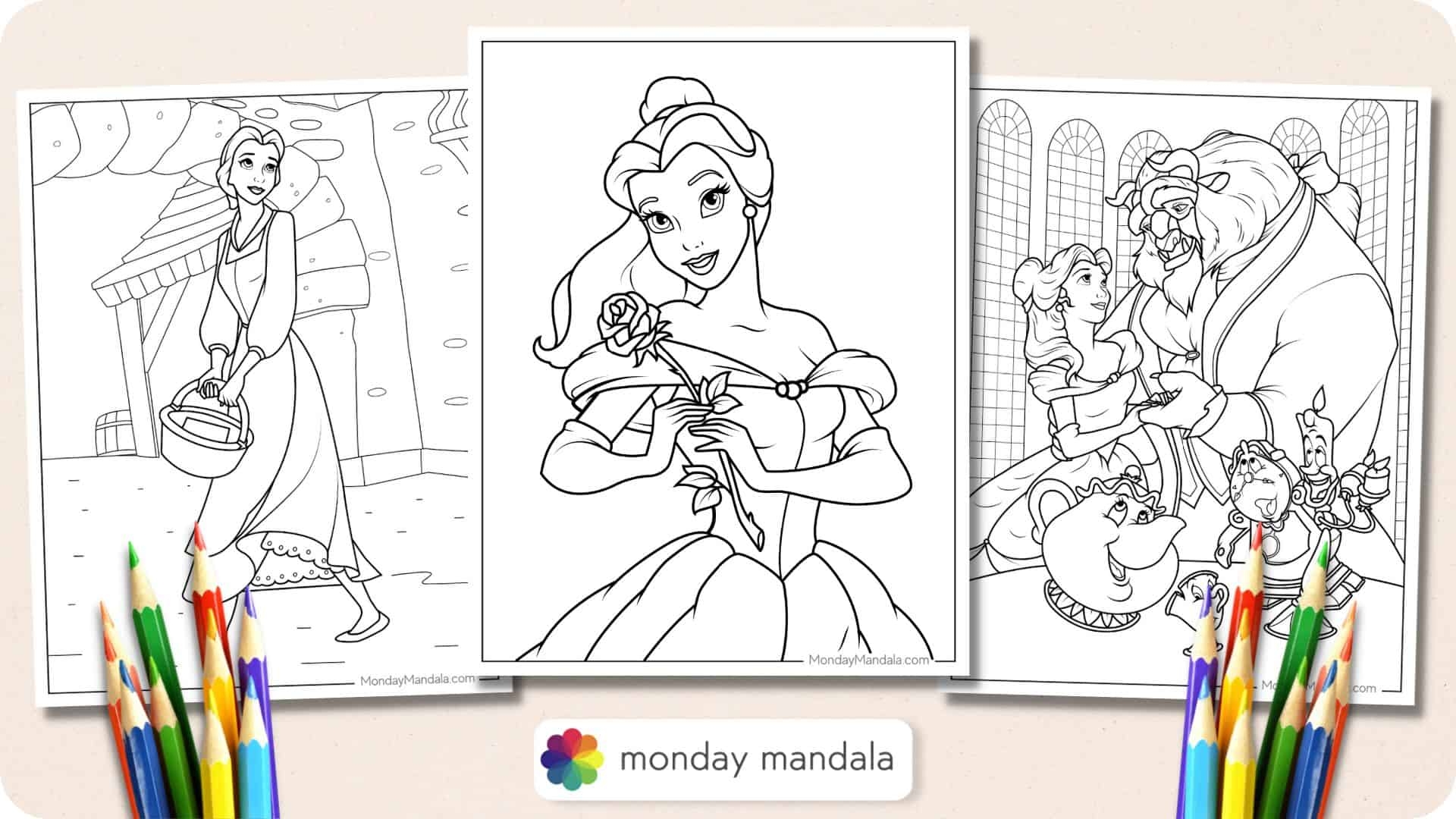 24 Belle Coloring Pages Free PDF Printables 
