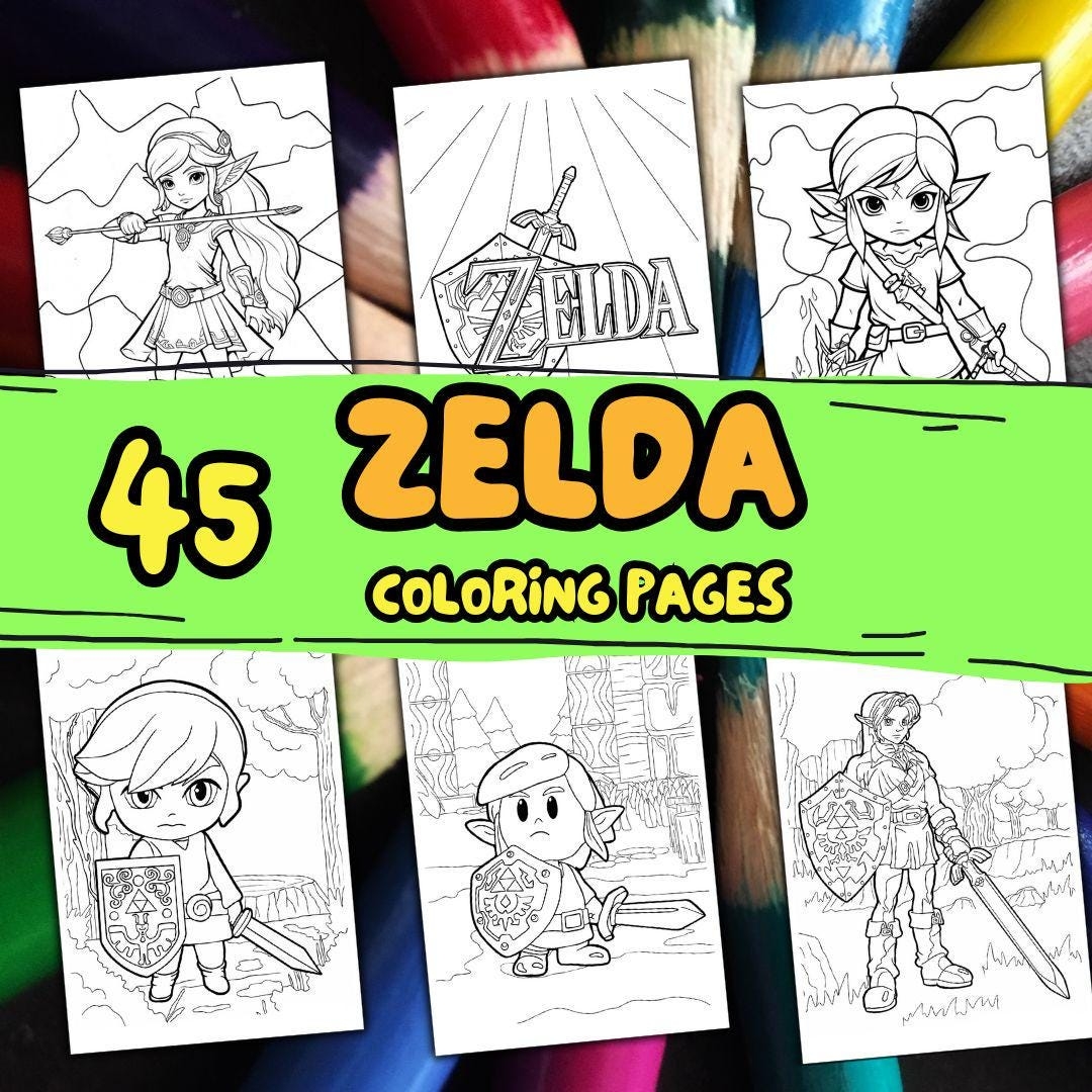 45 ZELDA Coloring Pages ZELDA Coloring Book For Kid Printable Coloring Pages For Kids Printable Coloring Pages Etsy Australia