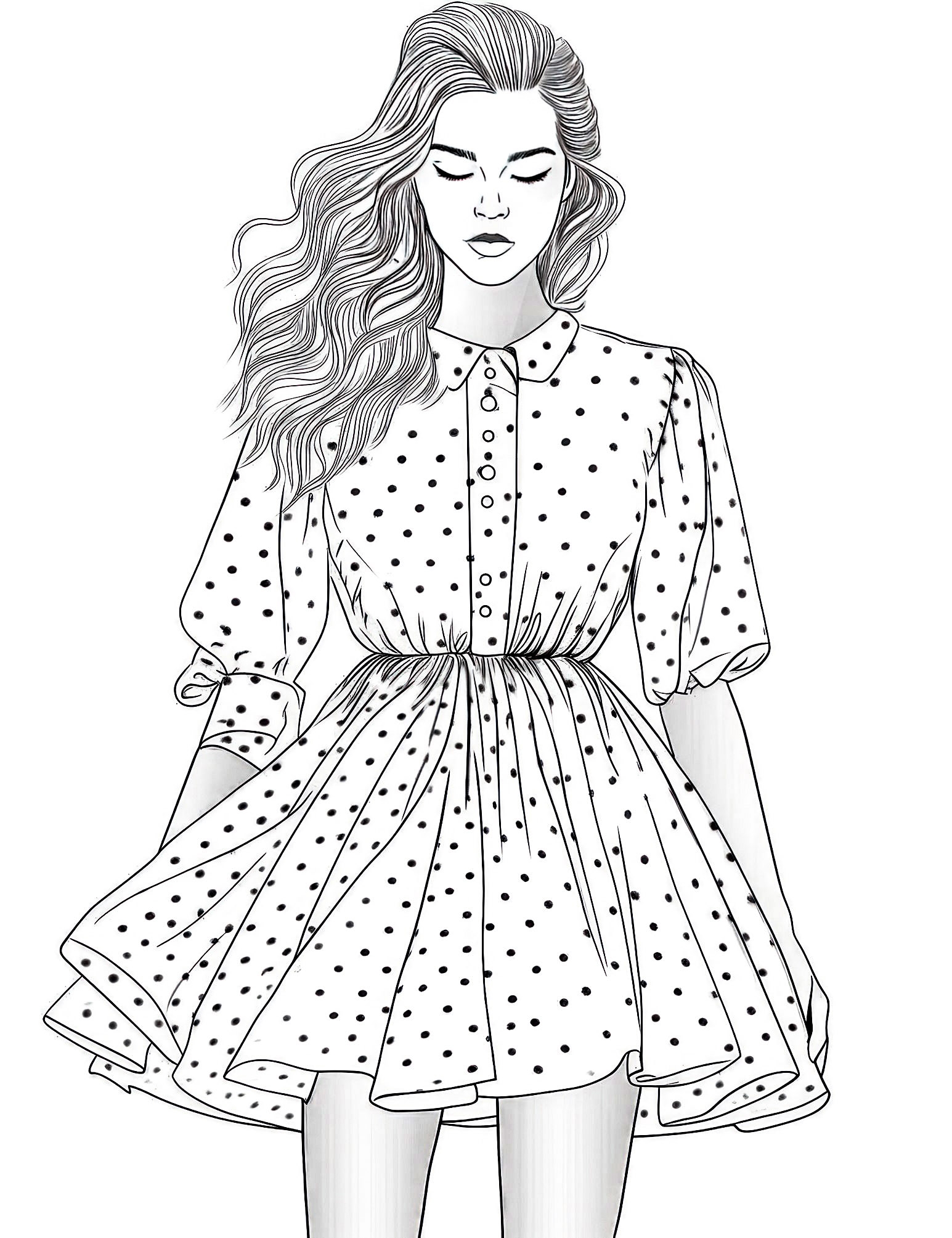 Printable Dresses Coloring Pages