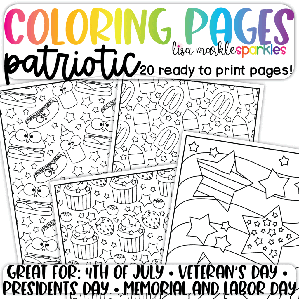 4th Of July Patriotic Coloring Pages Printable PDF Activity Lisa 