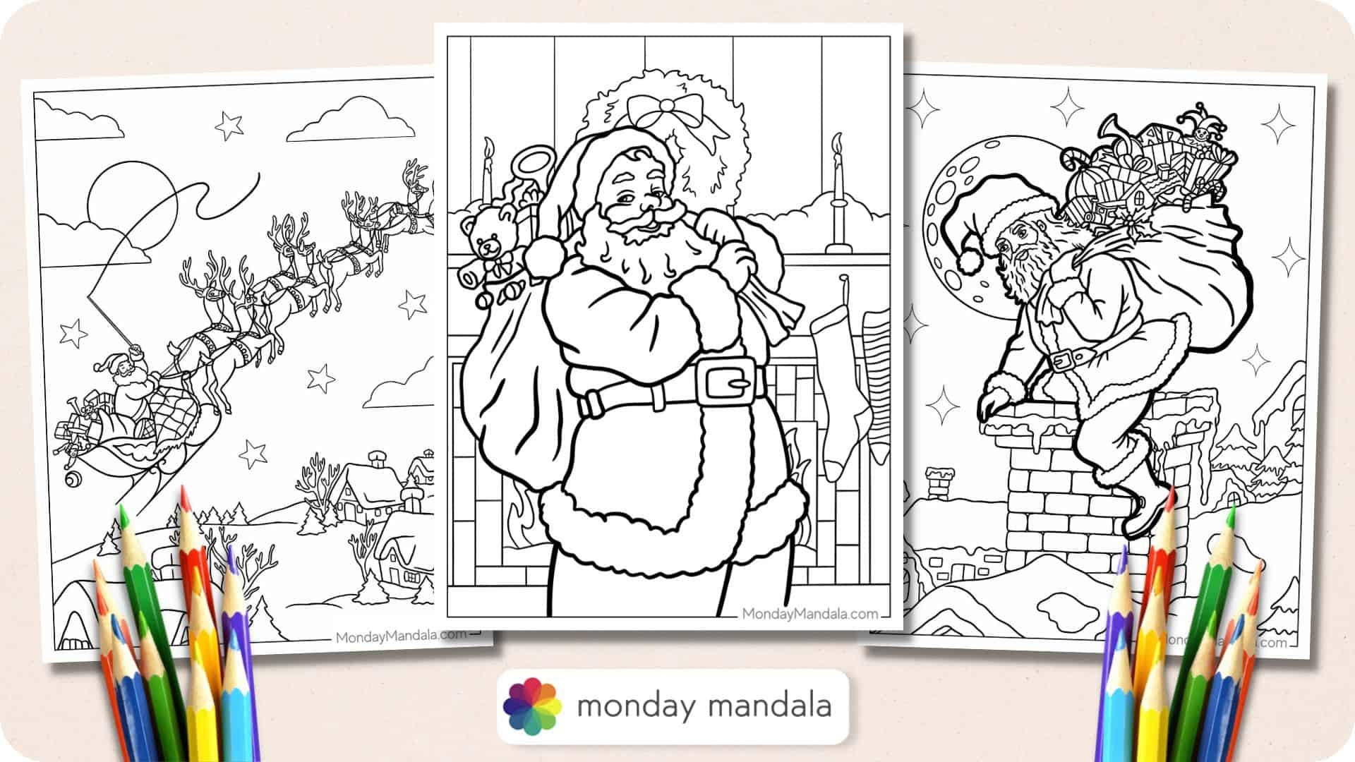 84 Santa Coloring Pages Free PDF Printables 