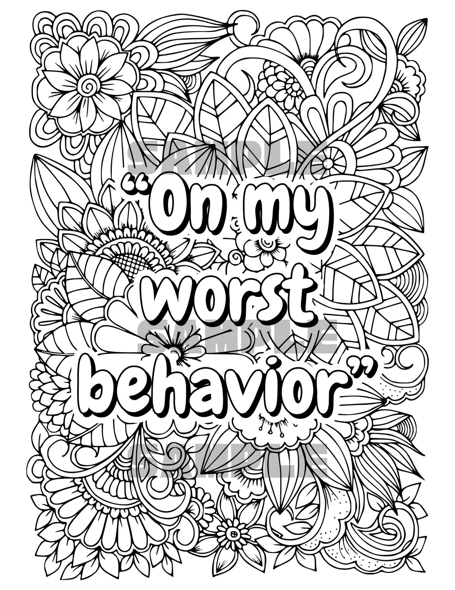 9 Popular Quotes Flower Coloring Pages Adult Digital Art Printable Flowers PDF Prints Quote PDF PNG Digital Download Etsy