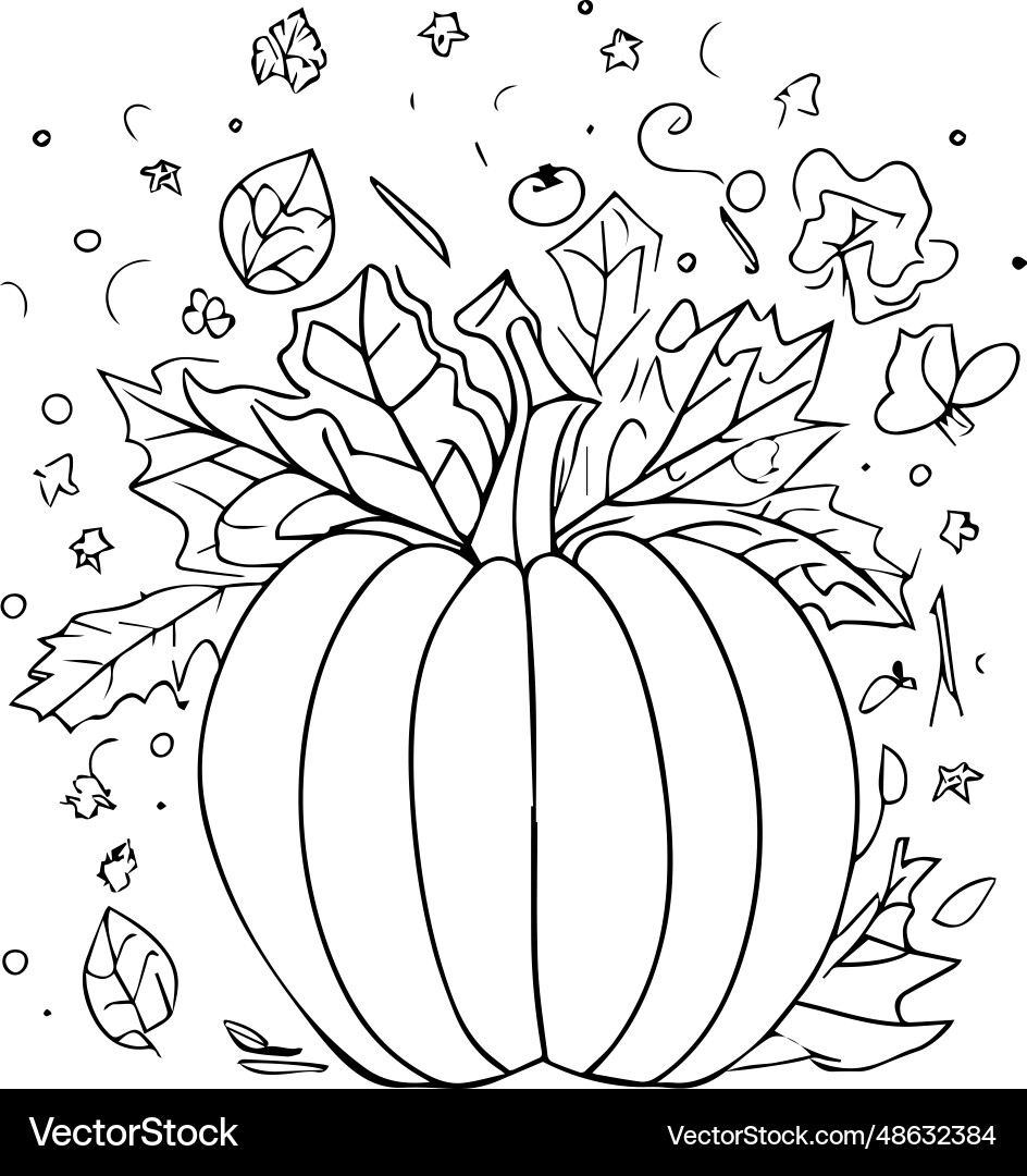 Autumn Coloring Pages For Adults Kindergarten Fal Vector Image