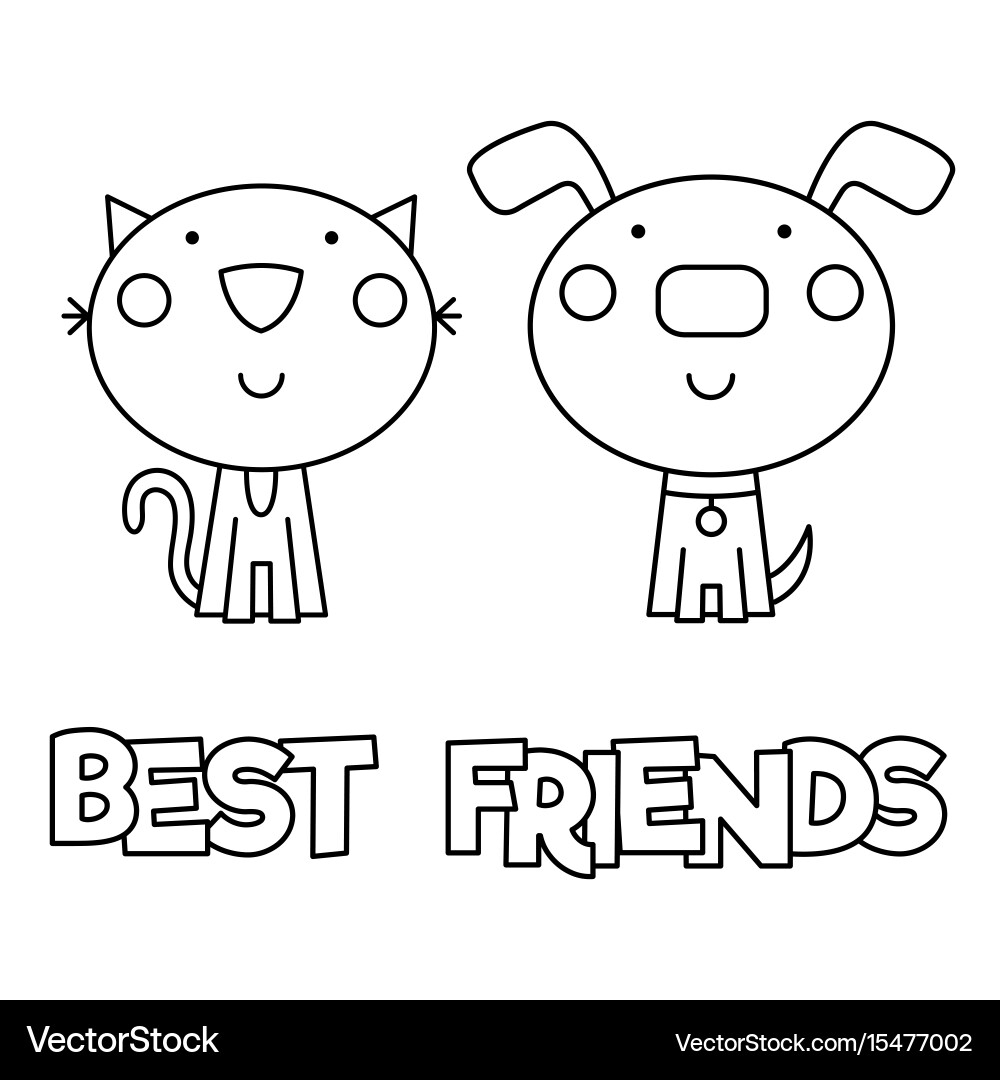 Best Friends Coloring Page Royalty Free Vector Image