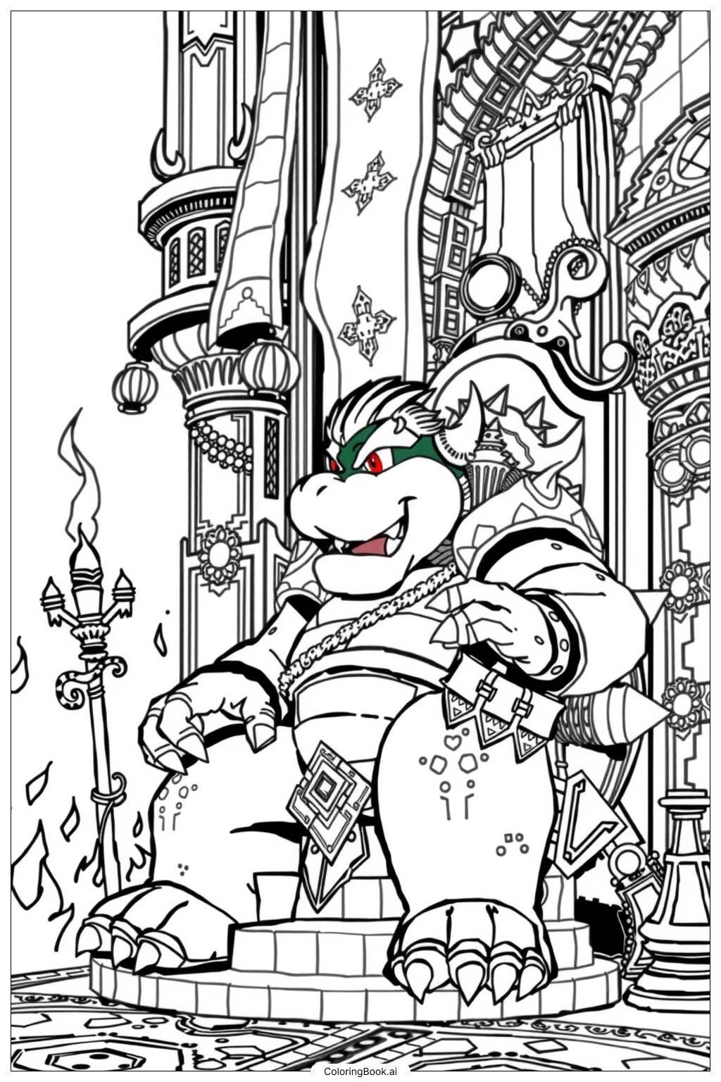 Bowser s Quest To Rule The Mushroom Kingdom Coloring Page Free PDF PNG Printable 