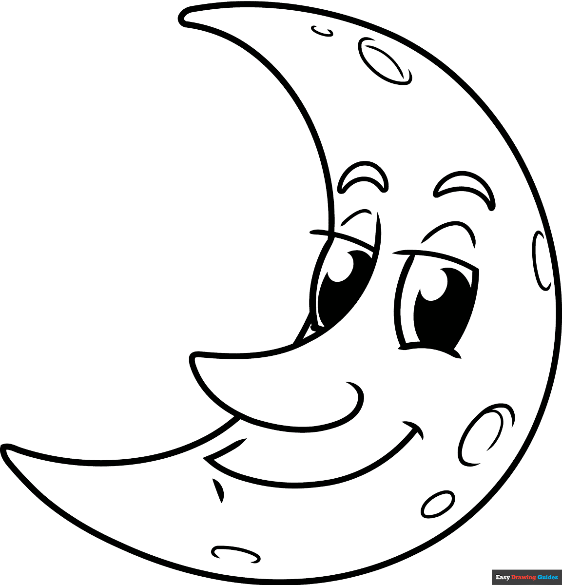 Cartoon Moon Coloring Page Easy Drawing Guides