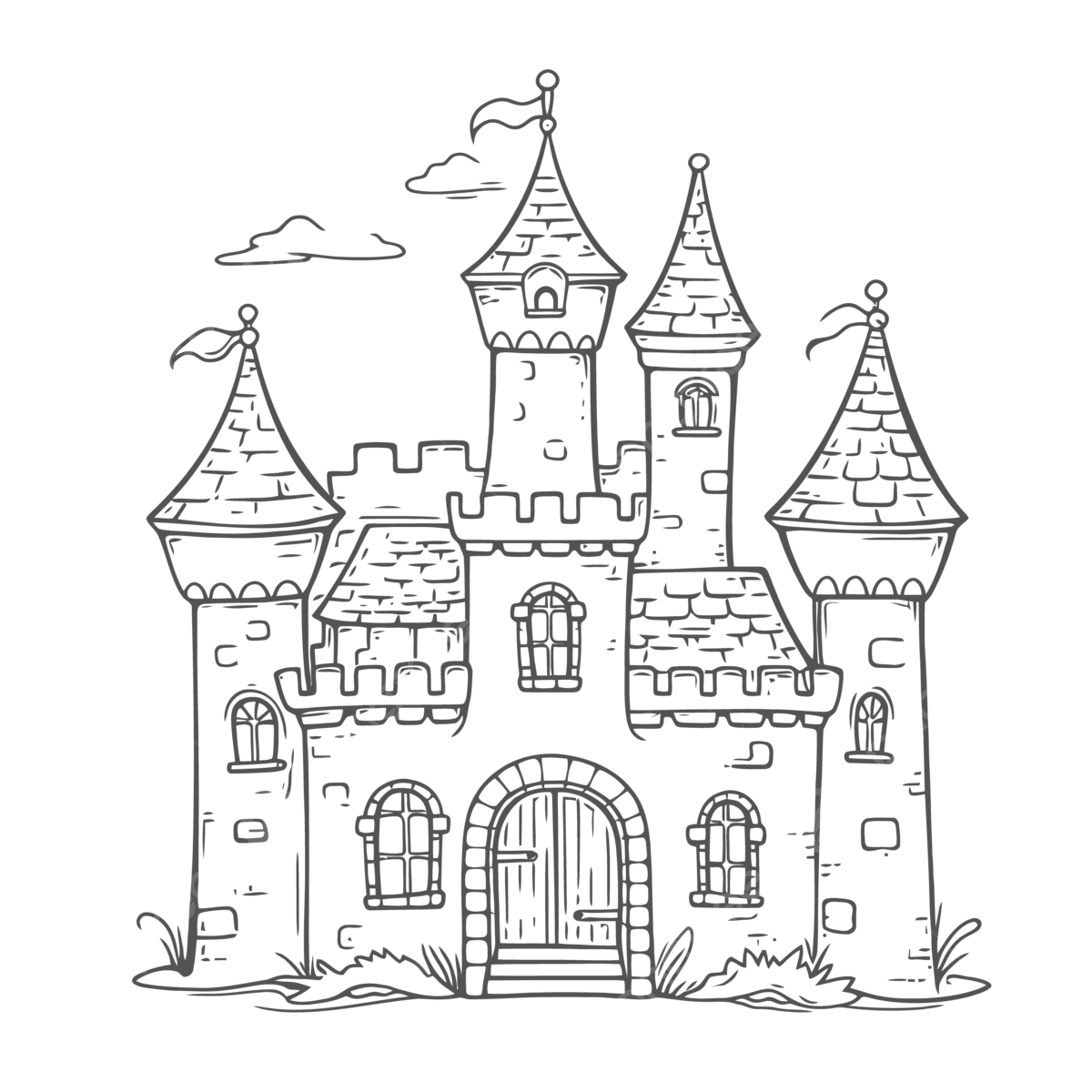 Castle Coloring Page Adult Coloring Pages Free Outline Sketch Drawing Vector Wing Drawing Castle Drawing Ring Drawing PNG And Vector With Transparent Background For Free Download