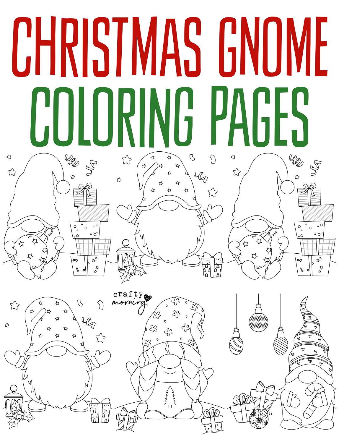 Christmas Gnome Coloring Pages Free Printables Crafty Morning
