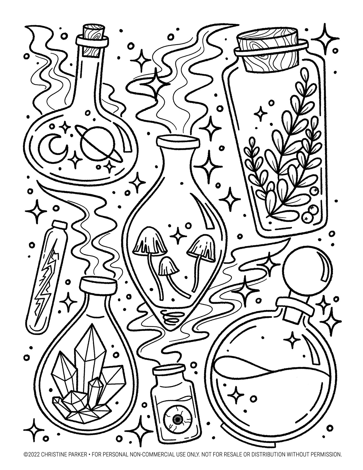 Coloring Page Witchy Potions Payhip