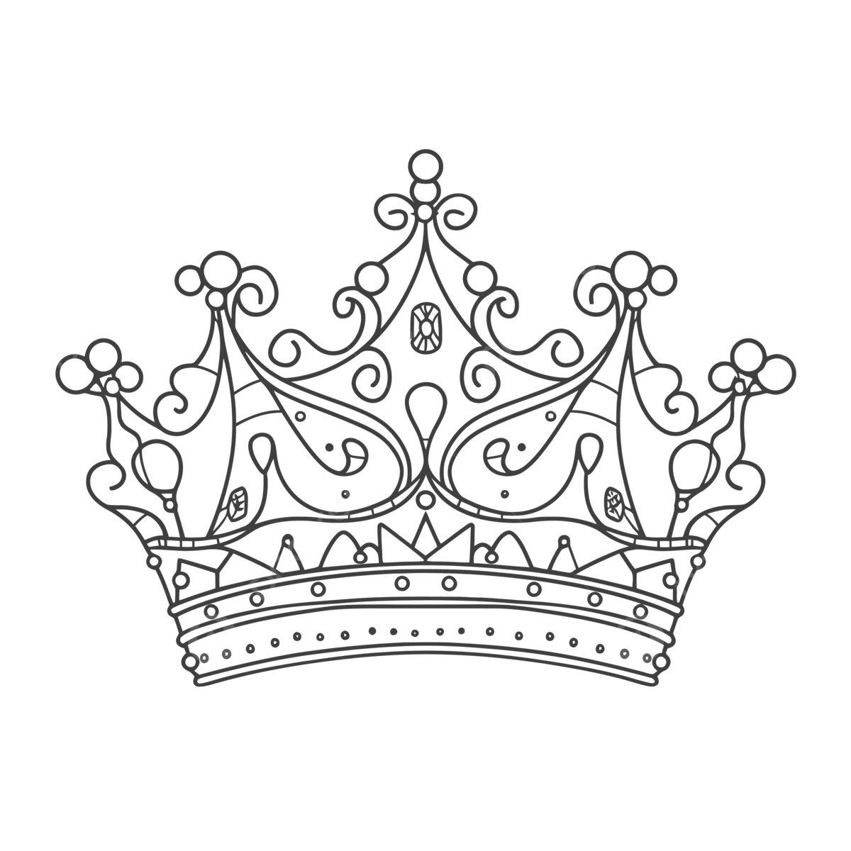 Crown Coloring Page Elegant Printable Royal Crown Crown Outline Sketch Drawing Vector Crown Drawing Wing Drawing Ring Drawing PNG And Vector With Transparent Background For Free Download