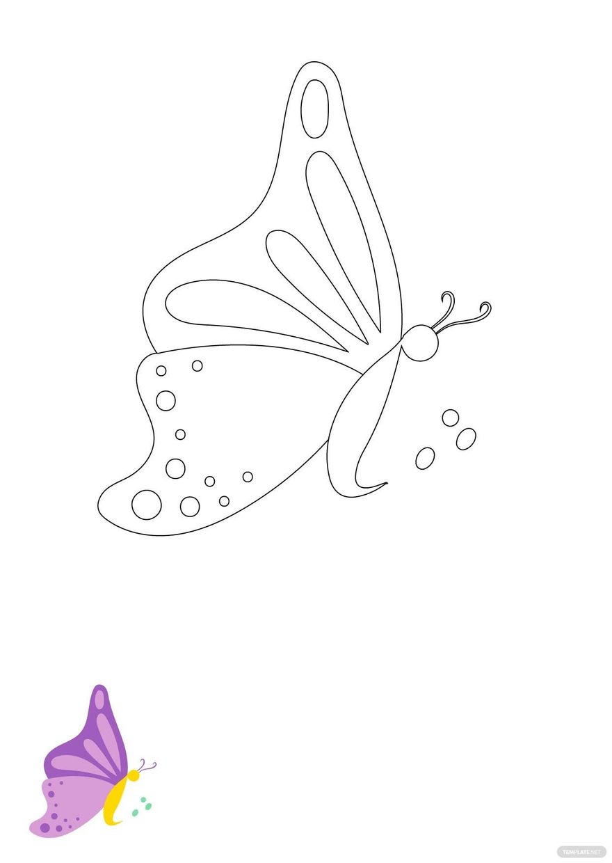 Cute Butterfly Coloring Pages In PDF Download Template