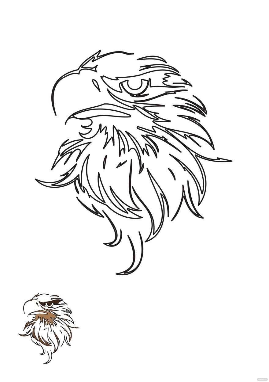 Eagle Tattoo Coloring Page In PDF Download Template