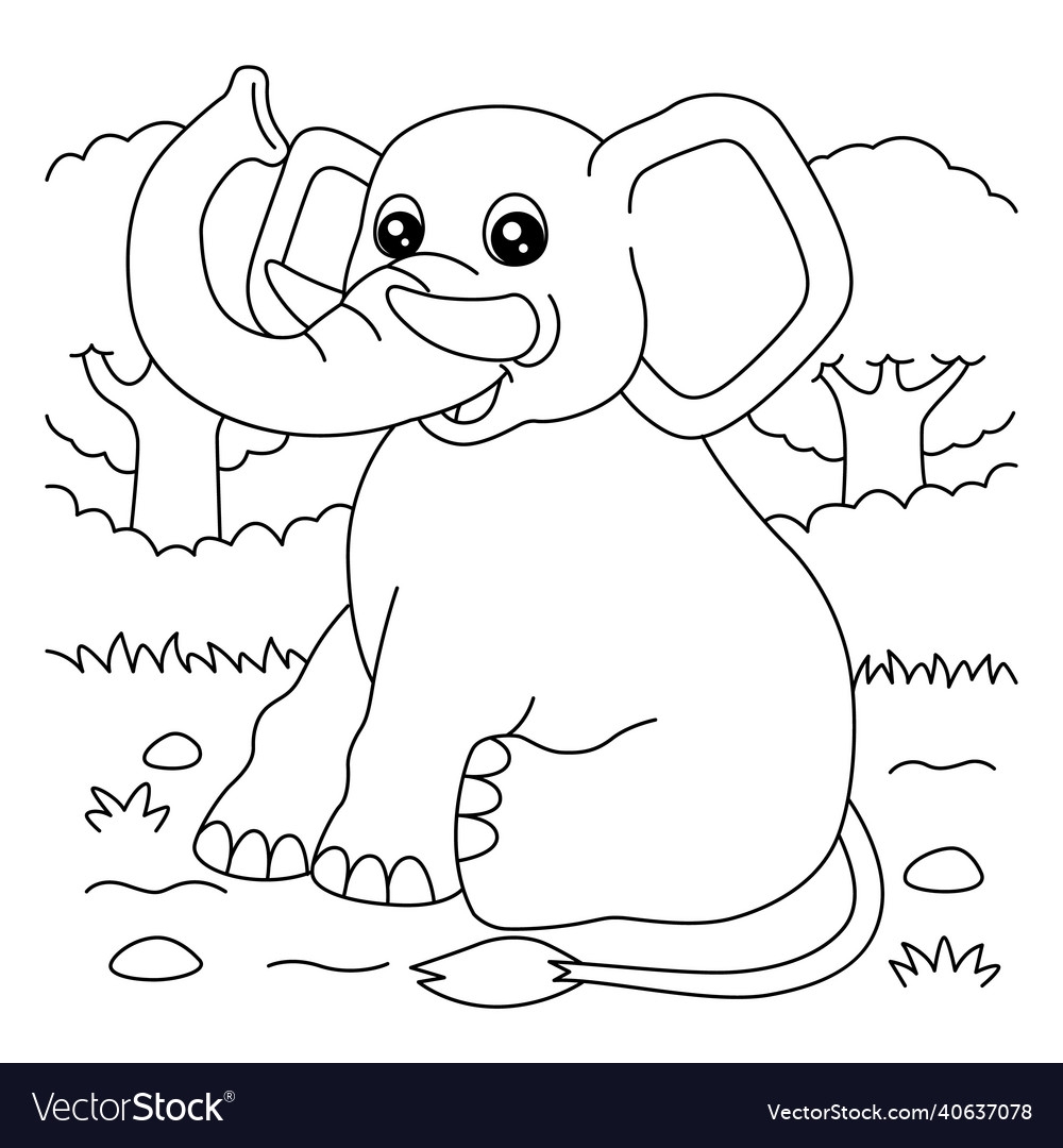 Elephant Coloring Page For Kids Royalty Free Vector Image