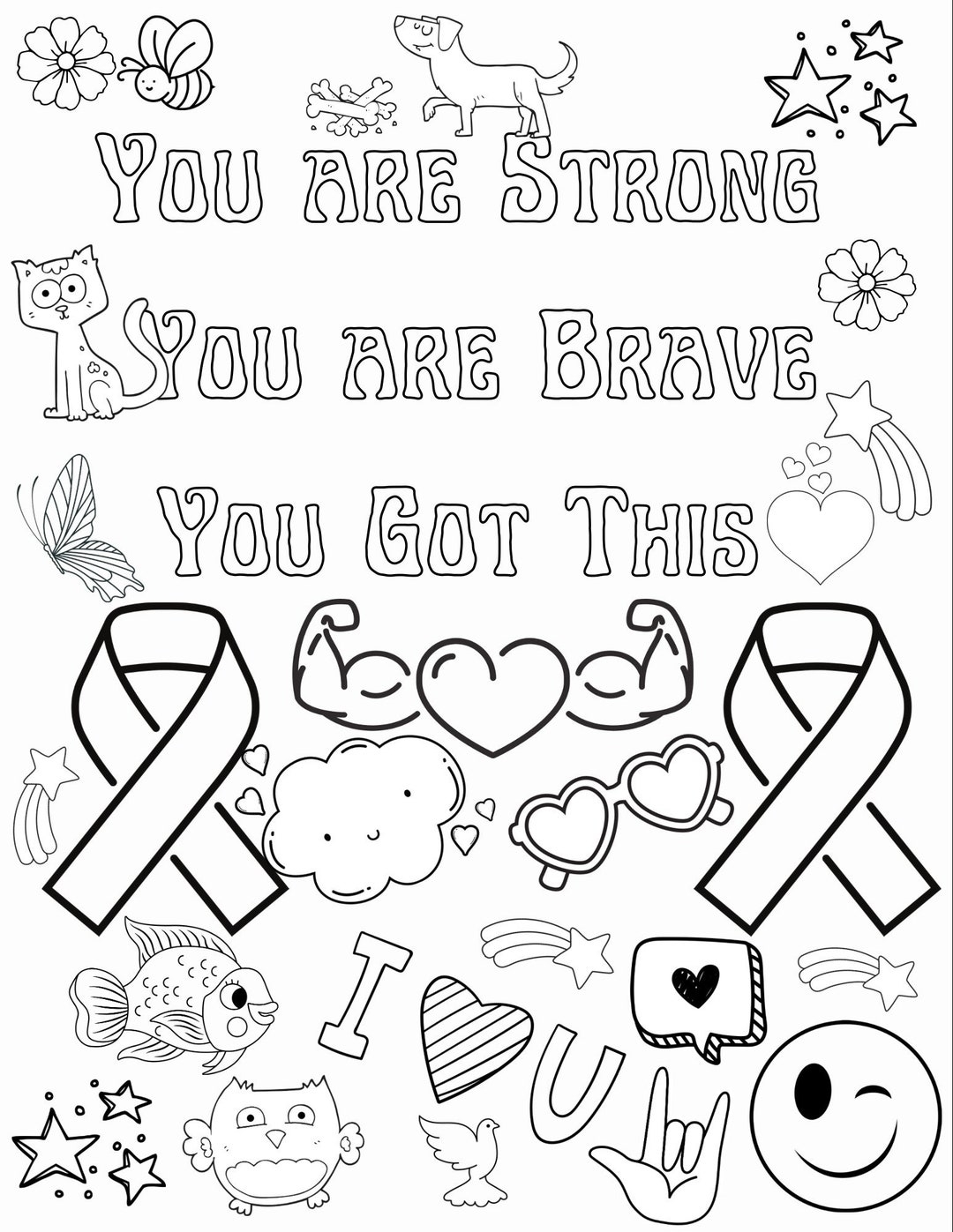 Fight Cancer Coloring Page Etsy Canada