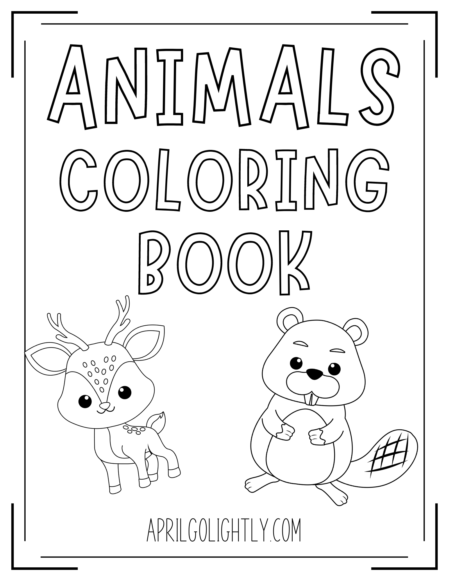 FREE Printable Animals Coloring Book April Golightly Worksheets Library