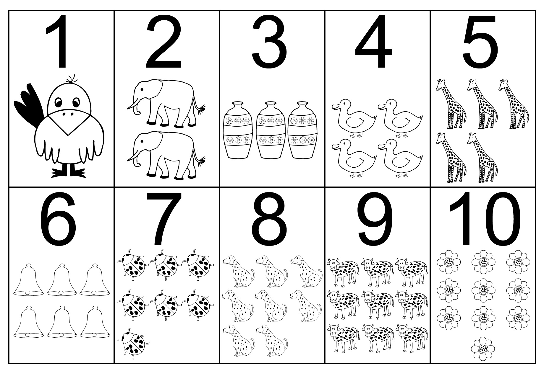 Printable Number Coloring Pages 1-10