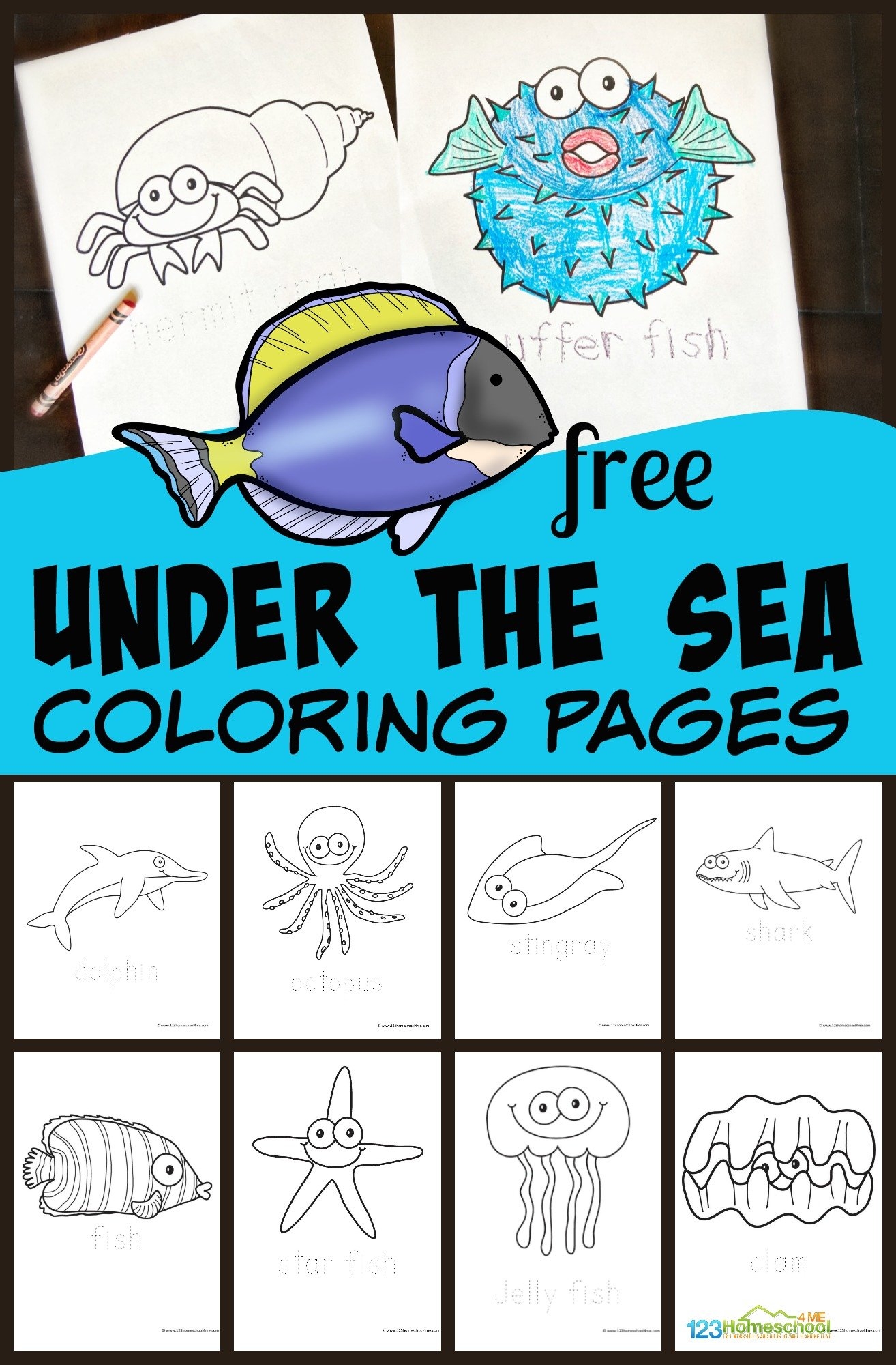  FREE Printable Under The Sea Fish Ocean Animals Coloring Pages