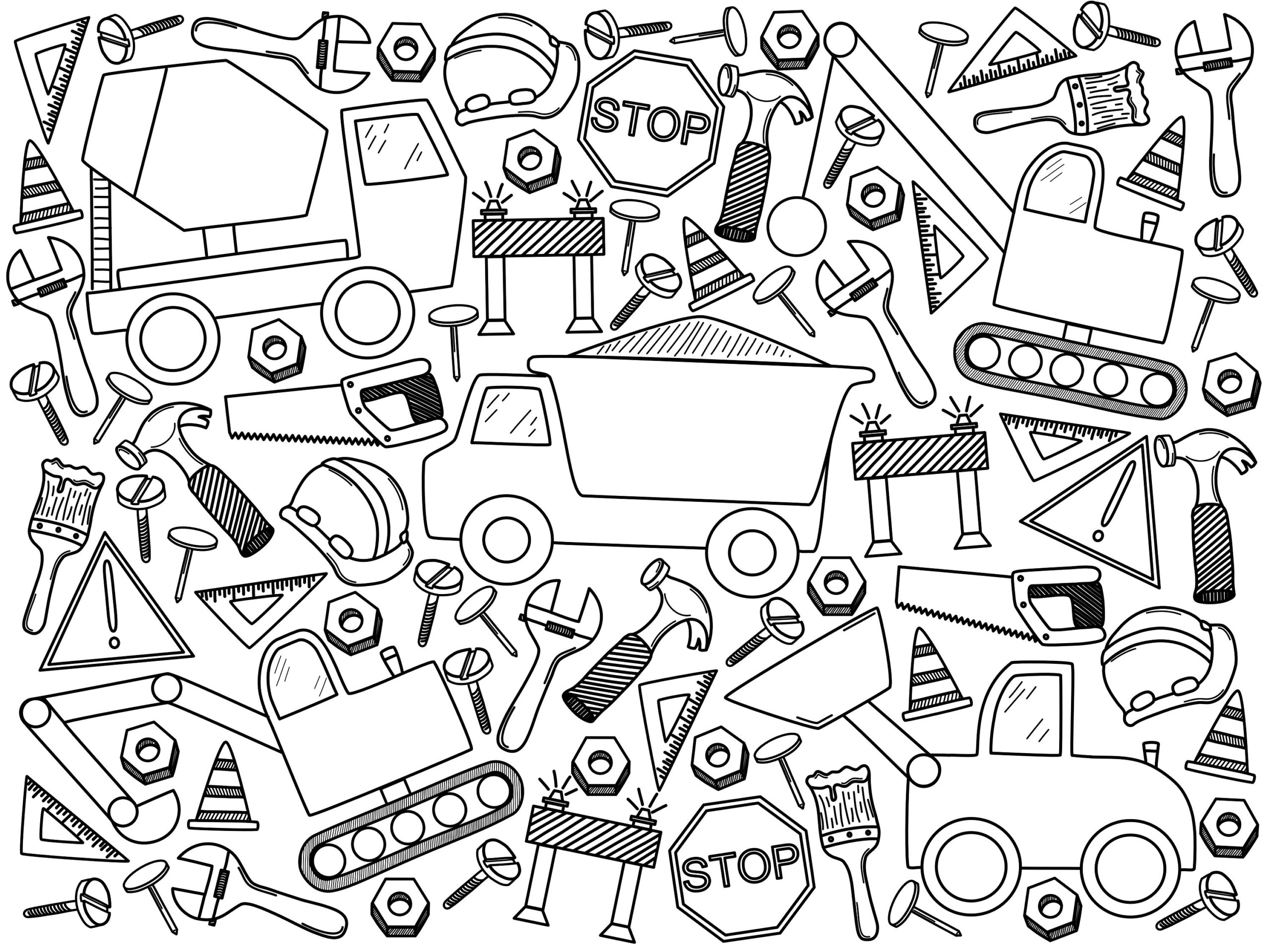 GIANT Construction Coloring Page digital Download Etsy Canada
