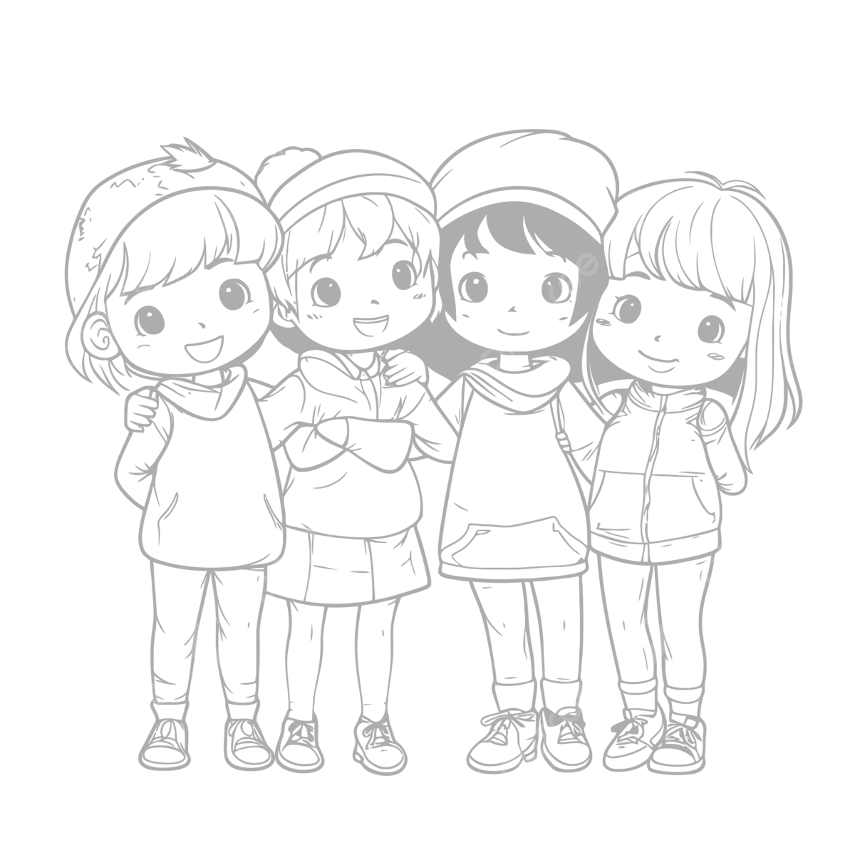 Girls Coloring Pages Printable Free Download Friends Coloring Page For Free Outline Sketch Drawing Vector Wing Drawing Girl Drawing Friends Drawing PNG And Vector With Transparent Background For Free Download