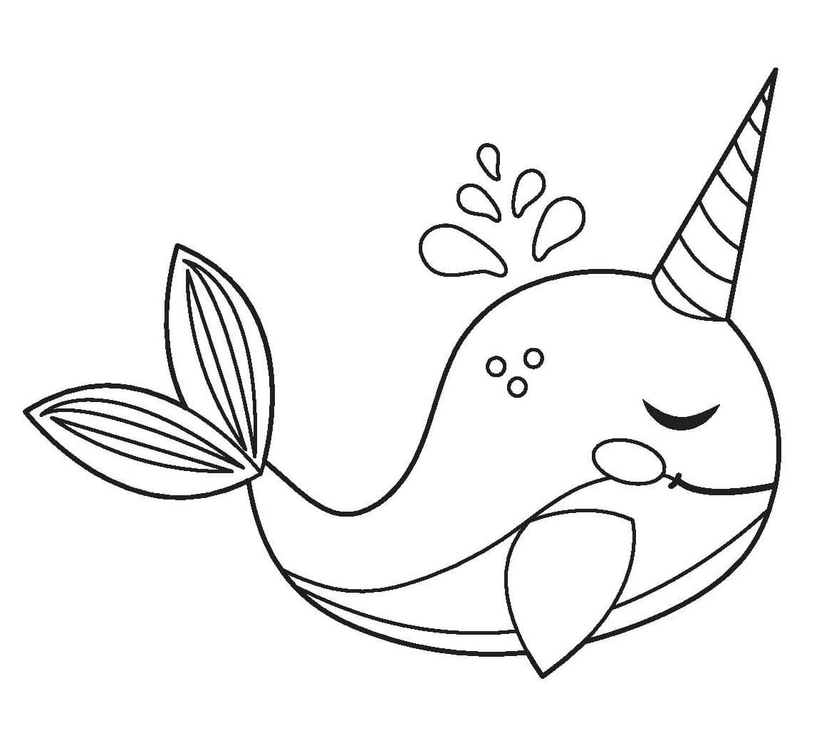 Happy Narwhal Coloring Page Download Print Or Color Online For Free