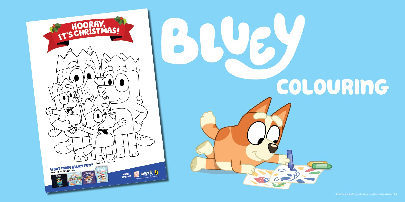 Bluey Christmas Coloring Pages Free Printable