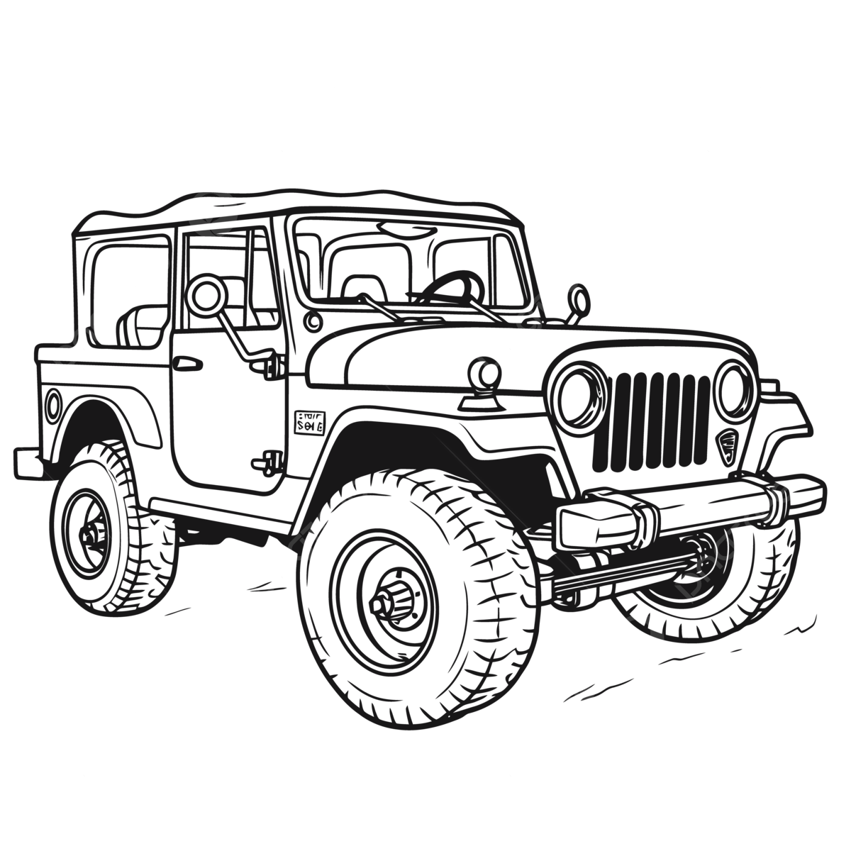 Jeep Drawing Free Printable Coloring Pages Free Printable Jeep Coloring Page Outline Sketch Vector Wing Drawing Ring Drawing Color Drawing PNG And Vector With Transparent Background For Free Download