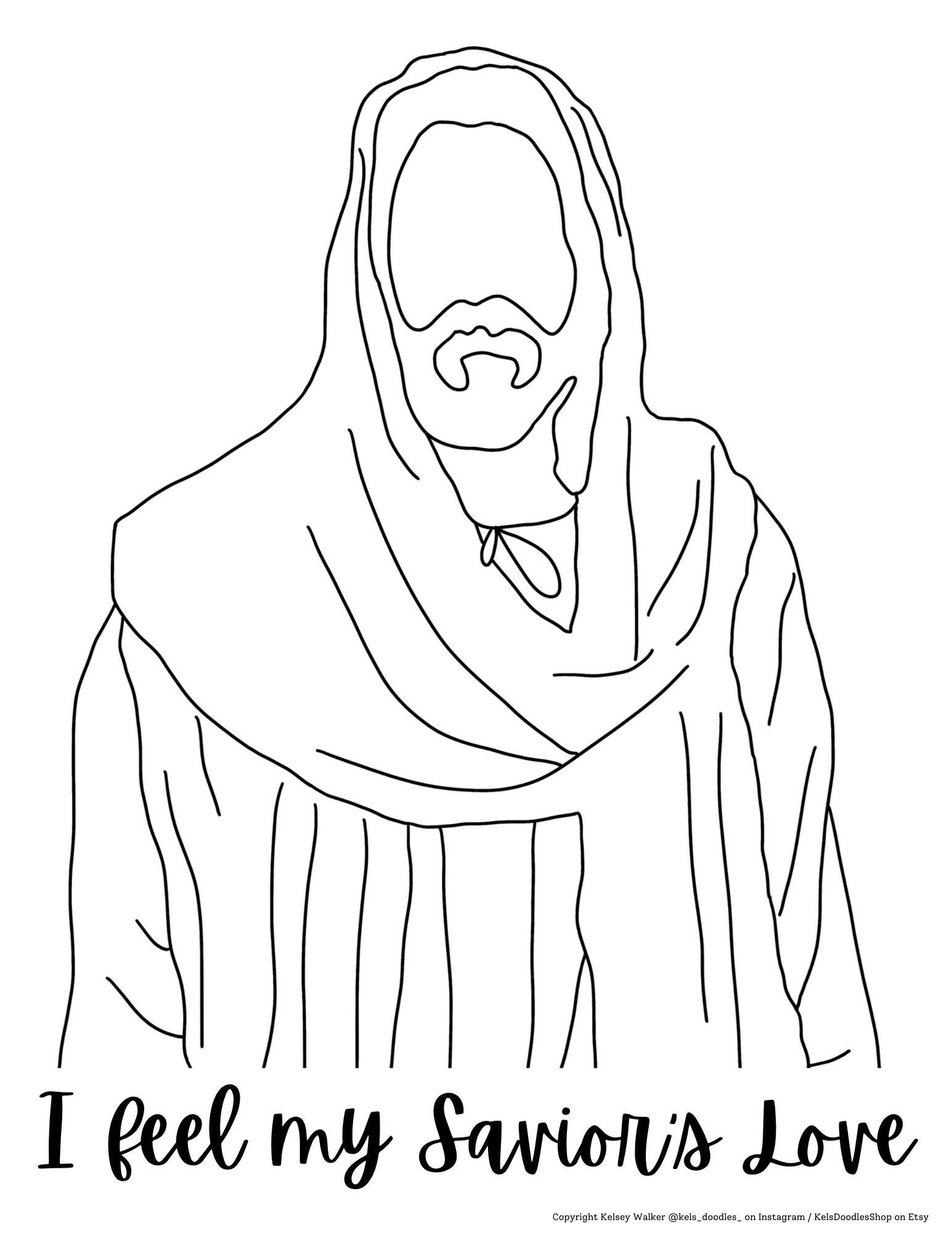 Jesus Christ Coloring Page I Feel My Savior s Love Easter Coloring Page Christmas Easter Kids Craft LDS Coloring Page Etsy