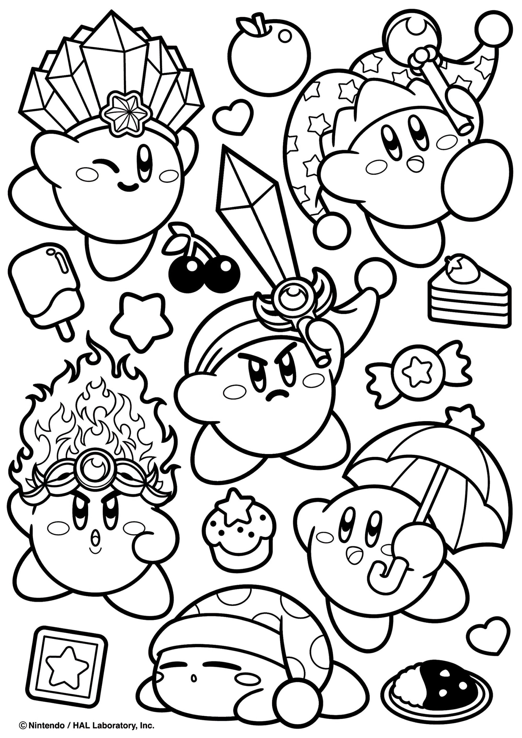 Kirby In Various Situations Kirby Coloring Pages