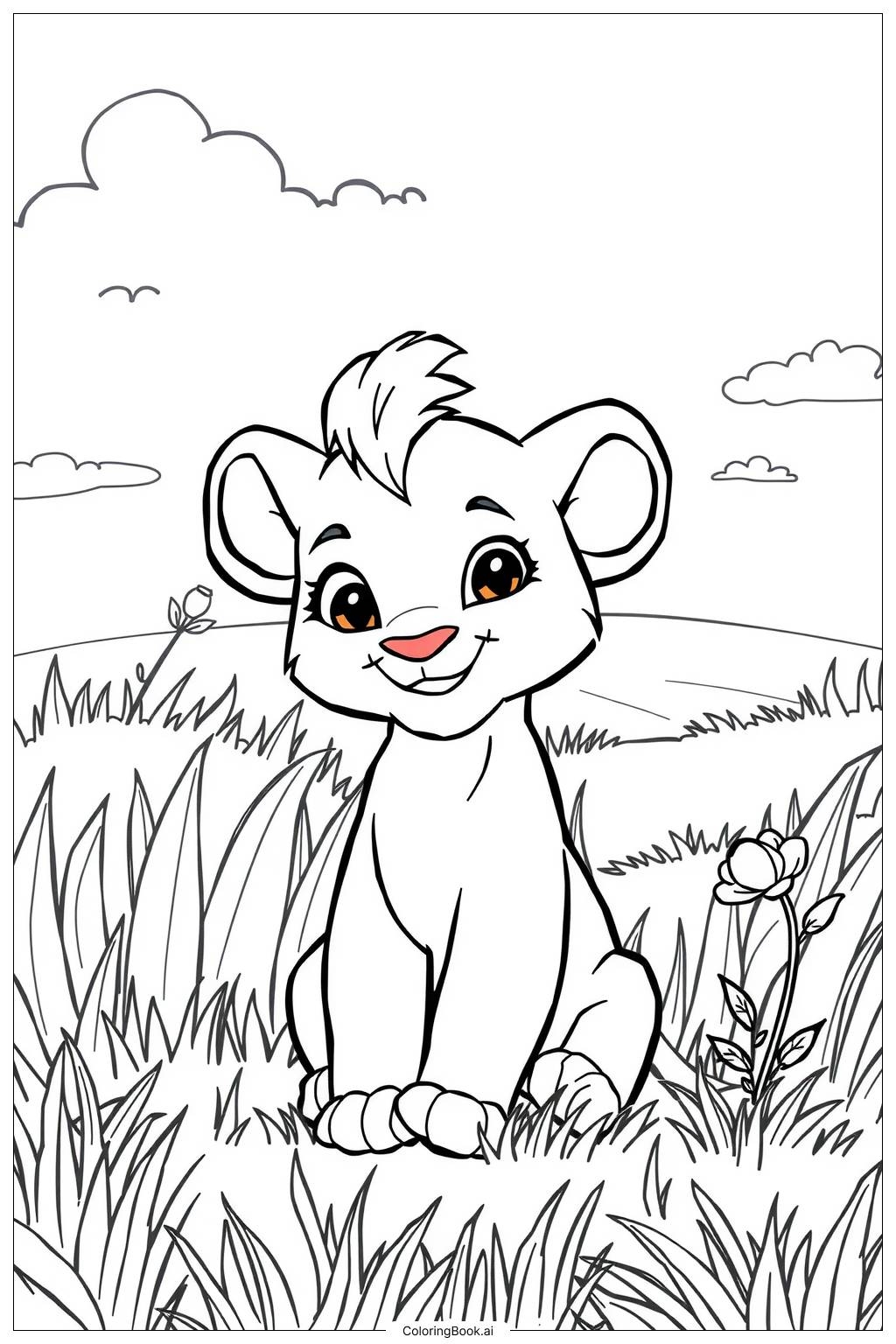 Lion King Nala Smiling In The Grass Coloring Page Free PDFu0026PNG 