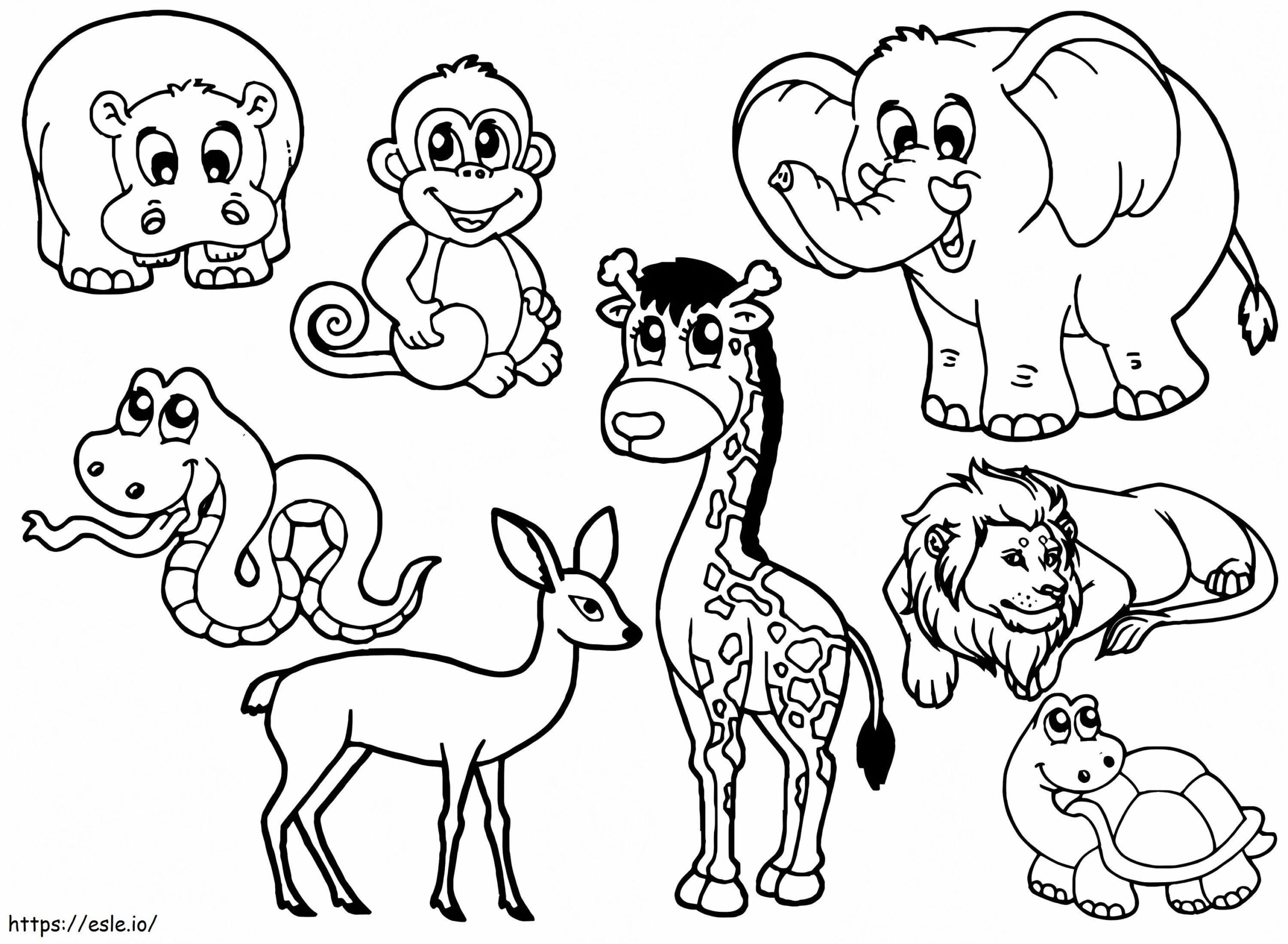 Lovely Zoo Animals Coloring Page