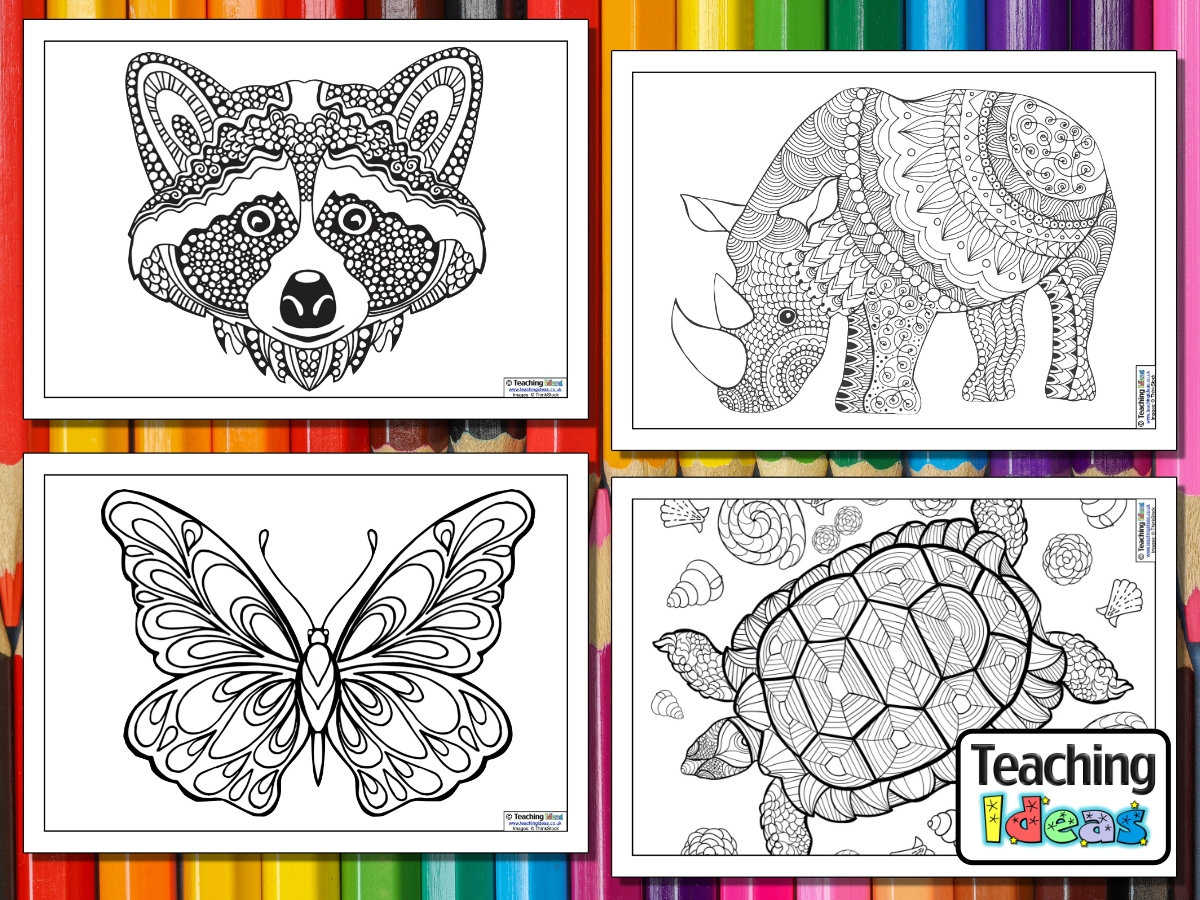 Mindfulness Colouring Images Animals Teaching Ideas