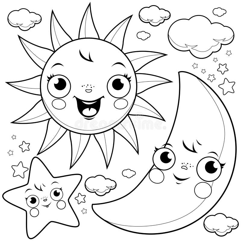 Moon Coloring Page Stock Illustrations 4 828 Moon Coloring Page Stock Illustrations Vectors Clipart Dreamstime