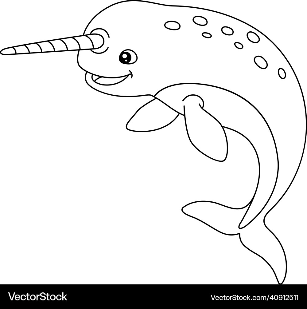 Narwhal Coloring Page Isolated For Kids Royalty Free Vector