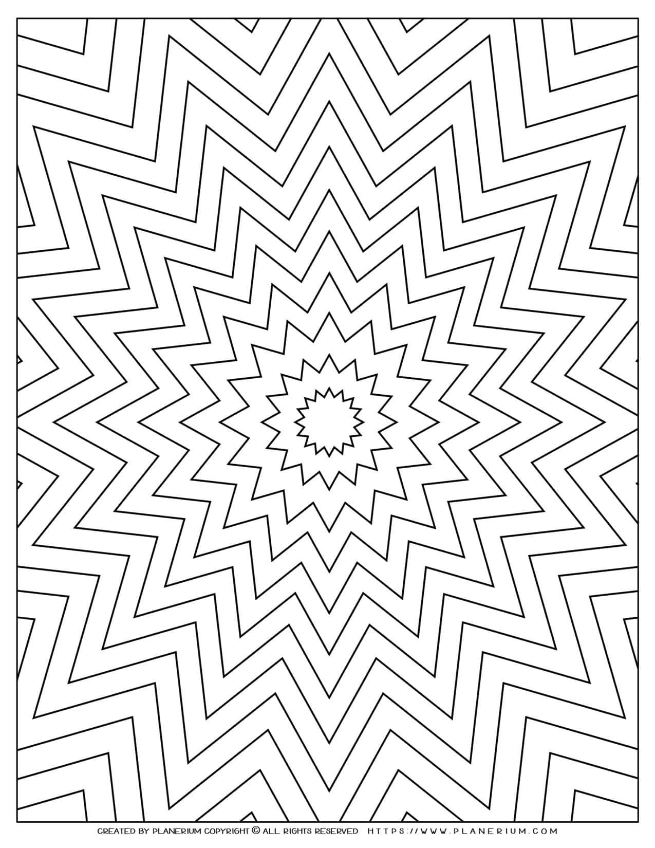 Nested Star Coloring Page Geometric Design Free Printable Planerium