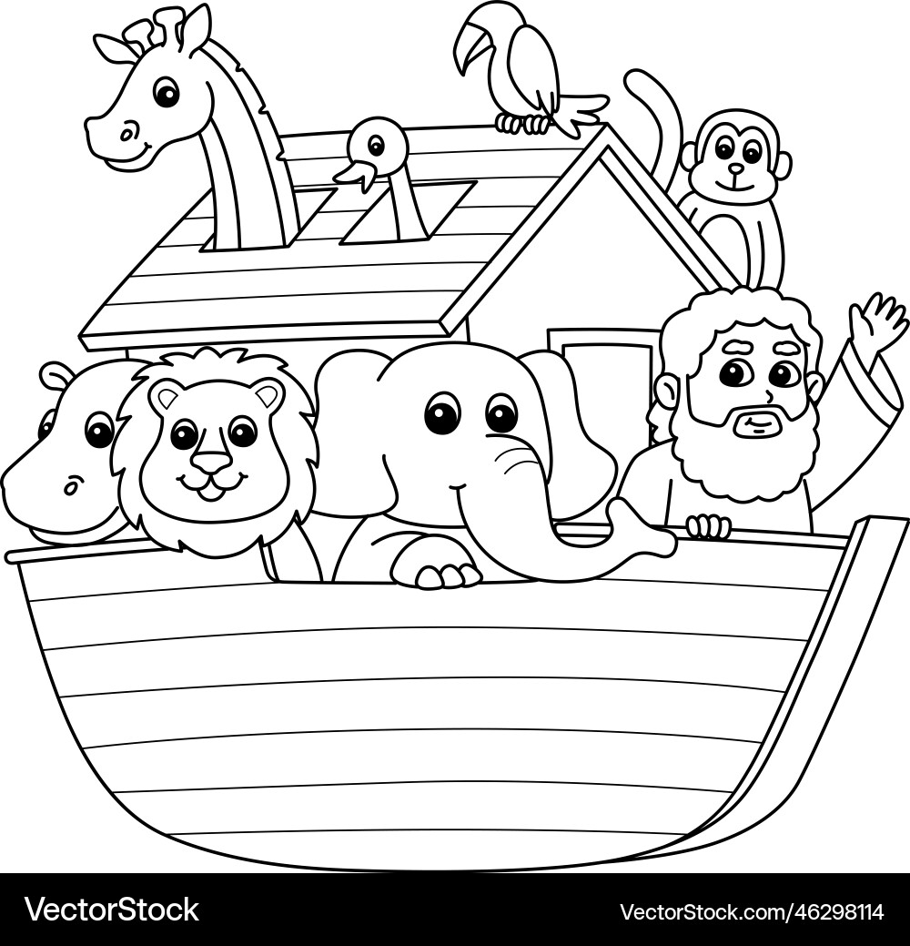 Noahs Ark Isolated Coloring Page For Kids Vector Image