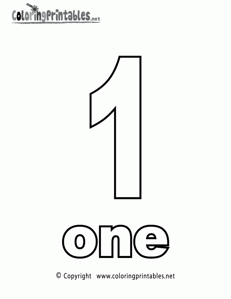 Number One Coloring Page A Free Math Coloring Printable