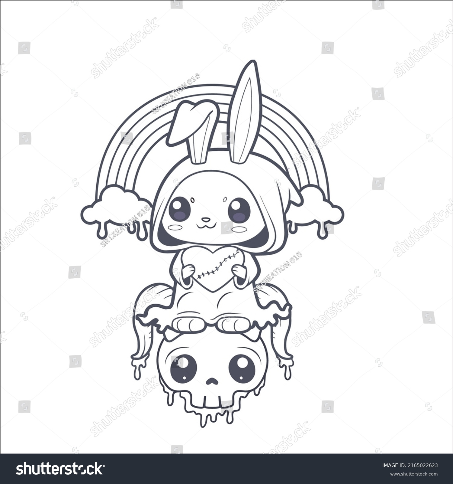 Pastel Goth Coloring Page All Ages Stock Vector Royalty Free 2165022623 Shutterstock