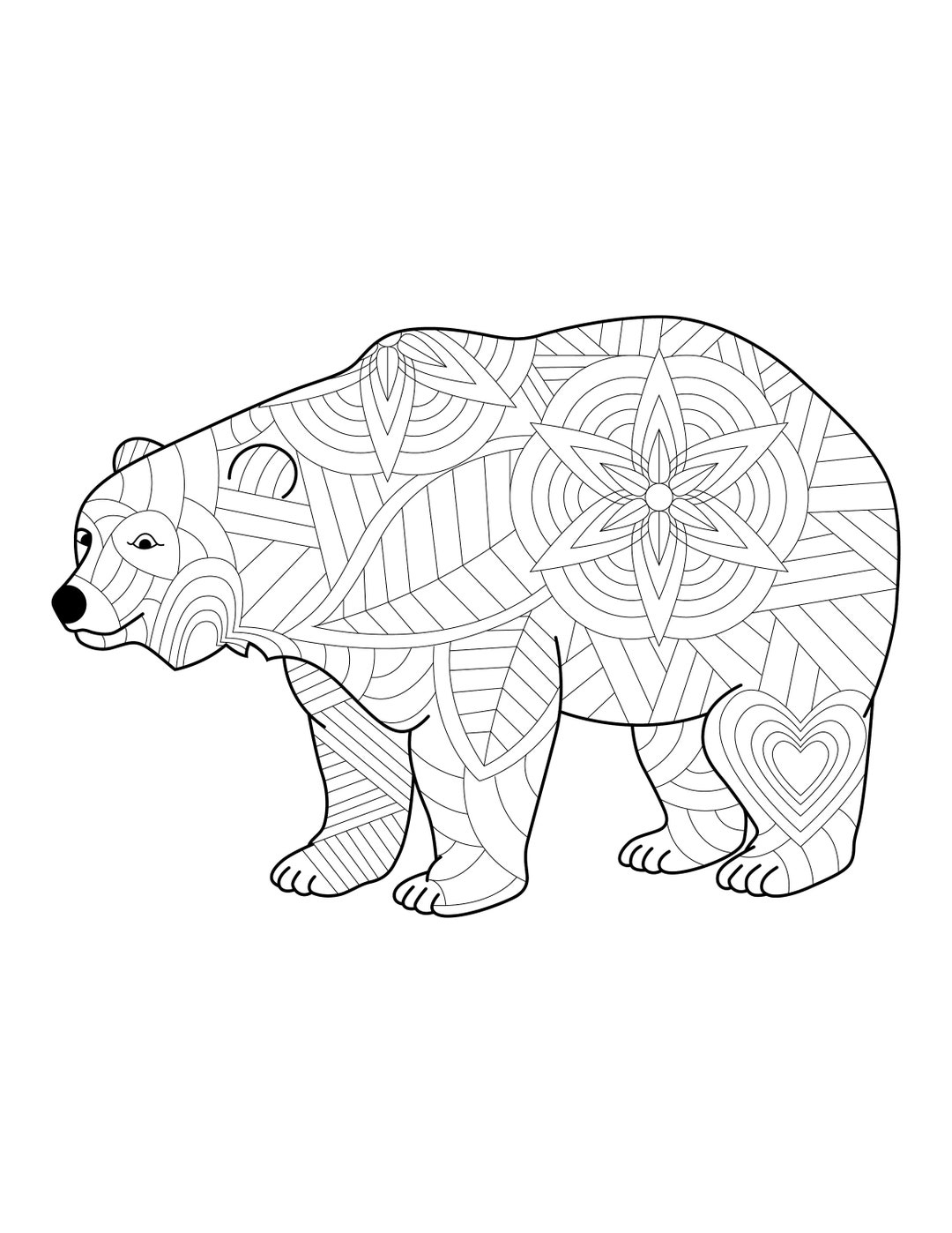 Polar Bear Coloring Page Zen Coloring Digital Download Coloring Page Instant Download Printable PDF Etsy UK