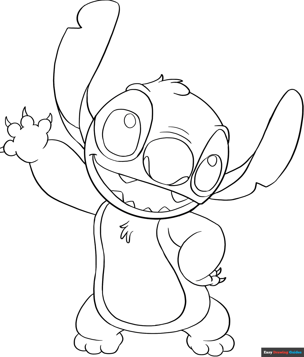 Stitch From Lilo And Stitch Coloring Page Easy Drawing Guides