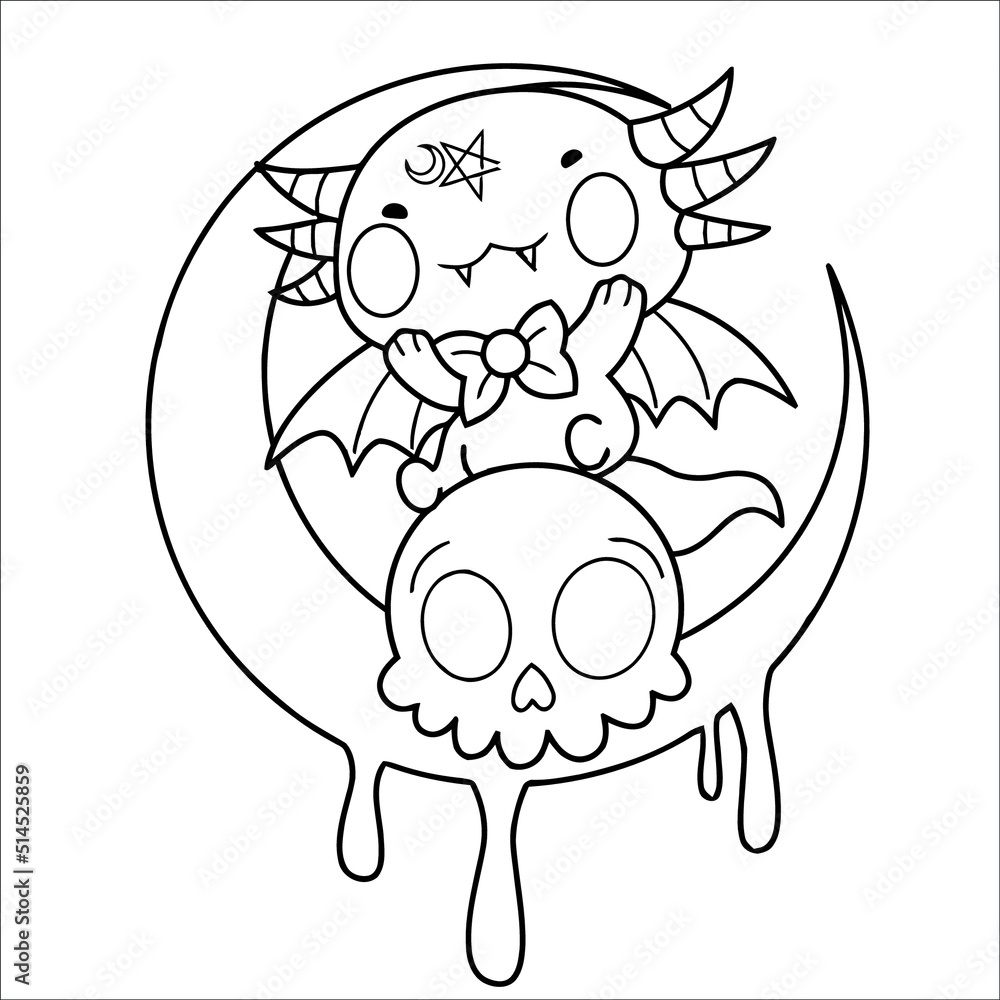 Stock Vektorgrafik Pastel Goth Coloring Page For Kids Creepy Kawaii Coloring Page Coloring Page Creepy Page Adobe Stock