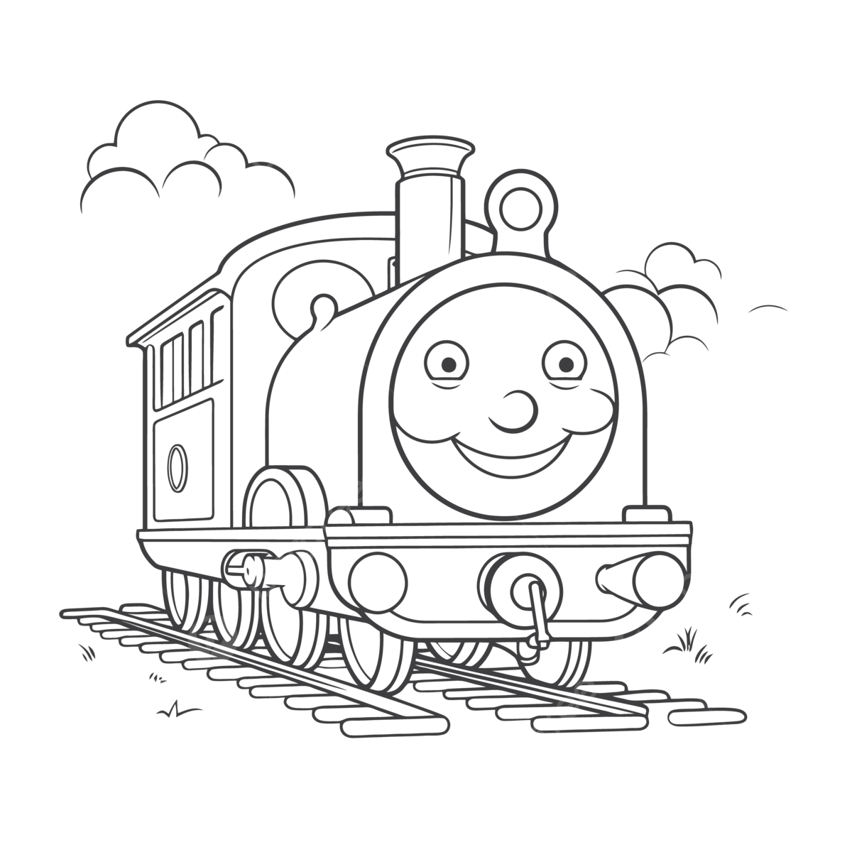 Thomas The Tank Engine Coloring Pages Funny Cartoon Design Outline 