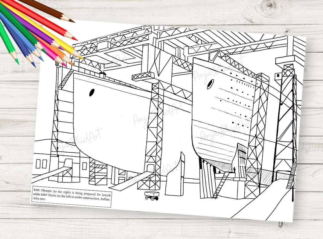 Titanic Olympic Printable Coloring Page Digital Download Coloring Mat Ship Boat Etsy UK