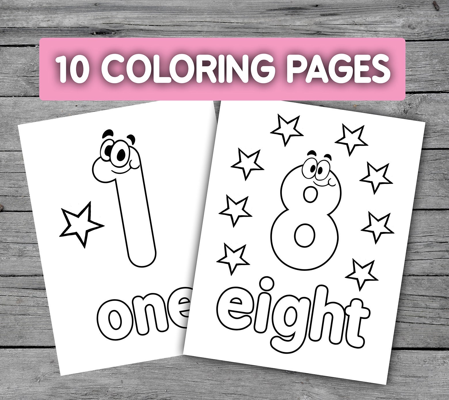 1 10 Numbers Printable Coloring Page Worksheets For Preschool Kindergarten Homeschool Etsy