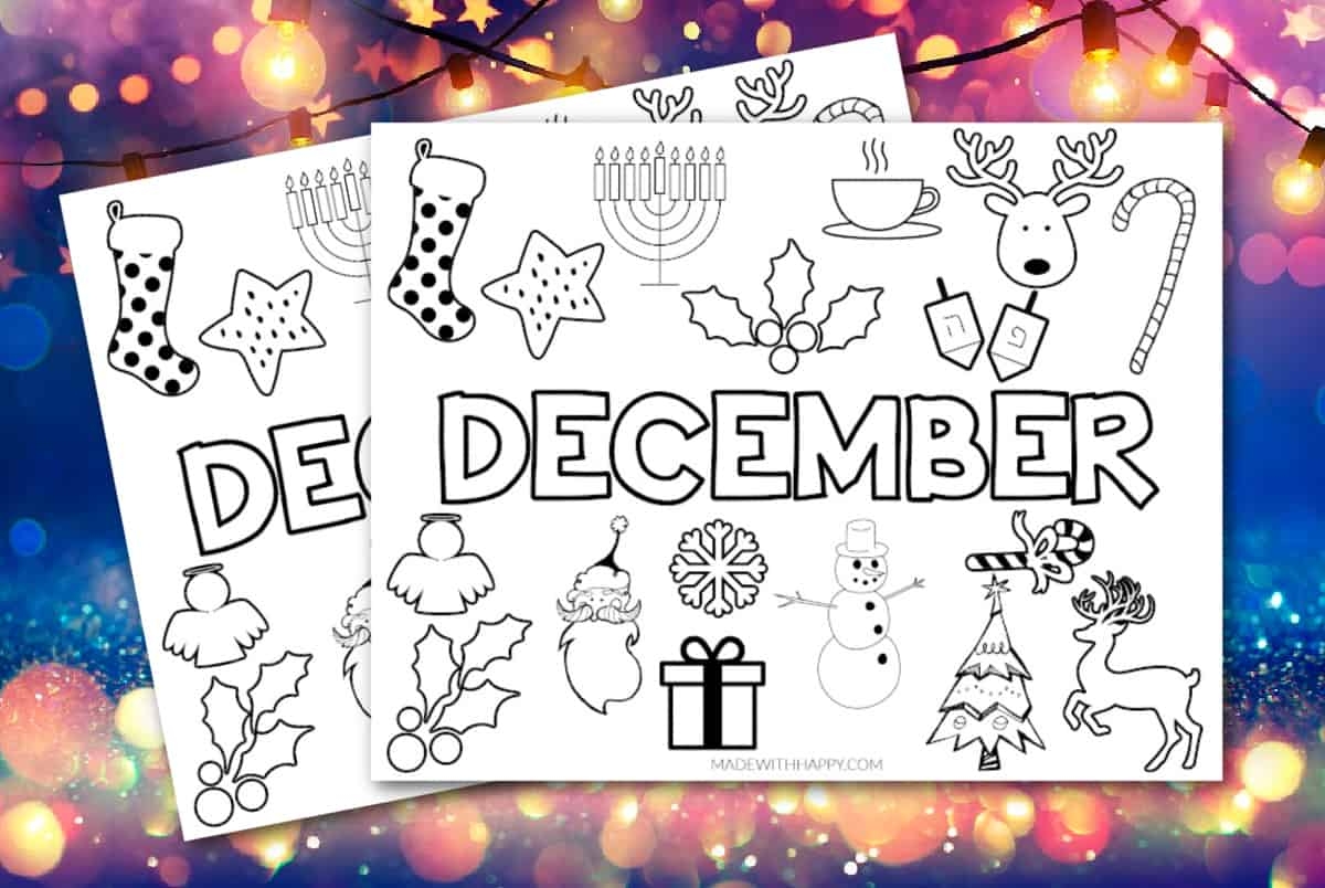 101 FREE Printable December Coloring Pages Made With HAPPY