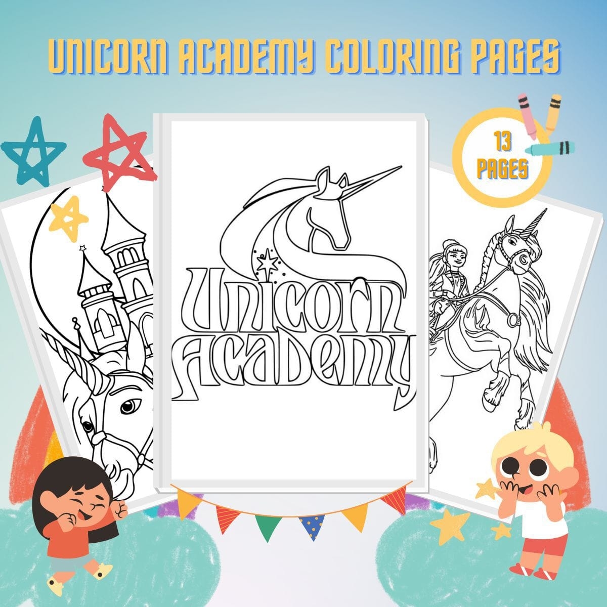 Unicorn Academy Coloring Pages Printable