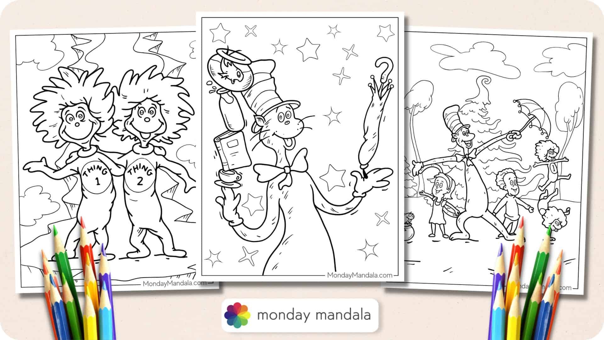 Cat And The Hat Printable Coloring Pages