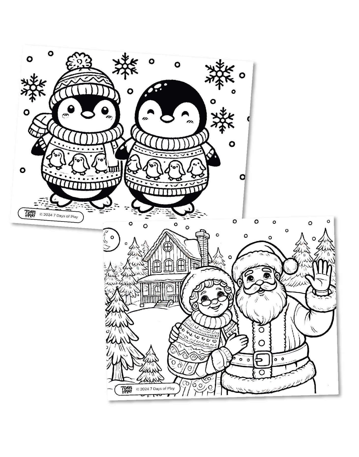 20 Christmas Themed Coloring Pages Printable 7 Days Of Play